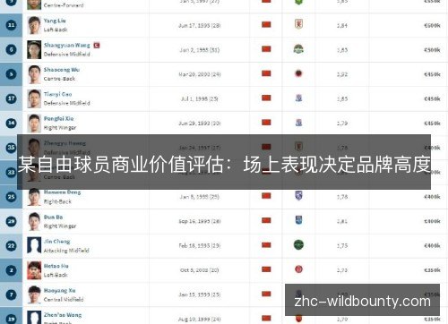 某自由球员商业价值评估:场上表现决定品牌高度 某自由球员商业价值评估:场上表现决定品牌高度